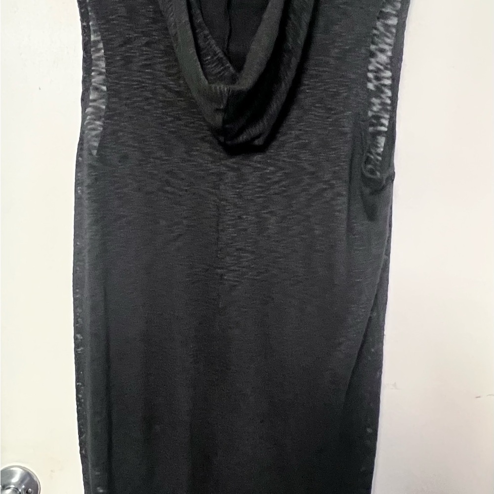Elegant Black Hooded Swim Coverup